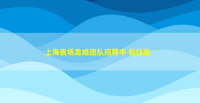 上海夜场龙姐团队招聘中 包住宿